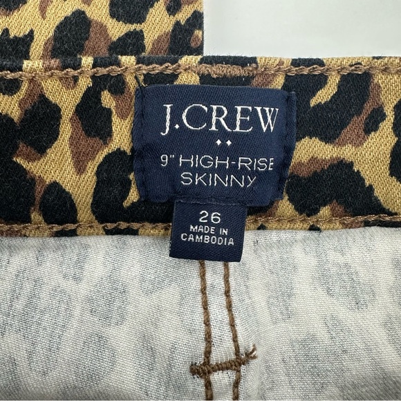 NWOT J. Crew 9” High Rise Button Fly Leopard Skinny Jeans size 26 - Picture 11 of 13